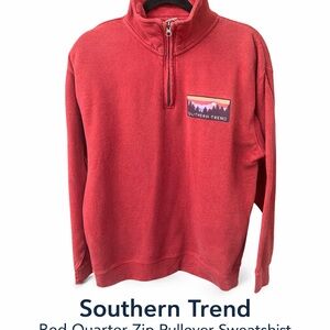 Southern Trend Red Quarter Zip Pullover Sweatshirt Medium Outdoor Casual